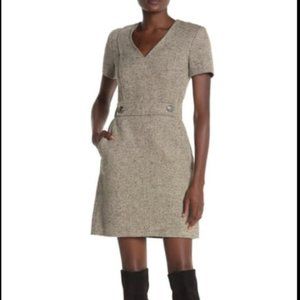 Tory Burch V-Neck Knee-Length Tweed Dress
